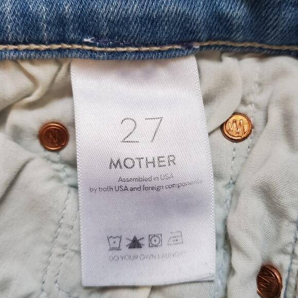 Mother The Weekender Fray Flared Jeans Dreamer Blue Denim Stretch USA Size 27 - Picture 9 of 11